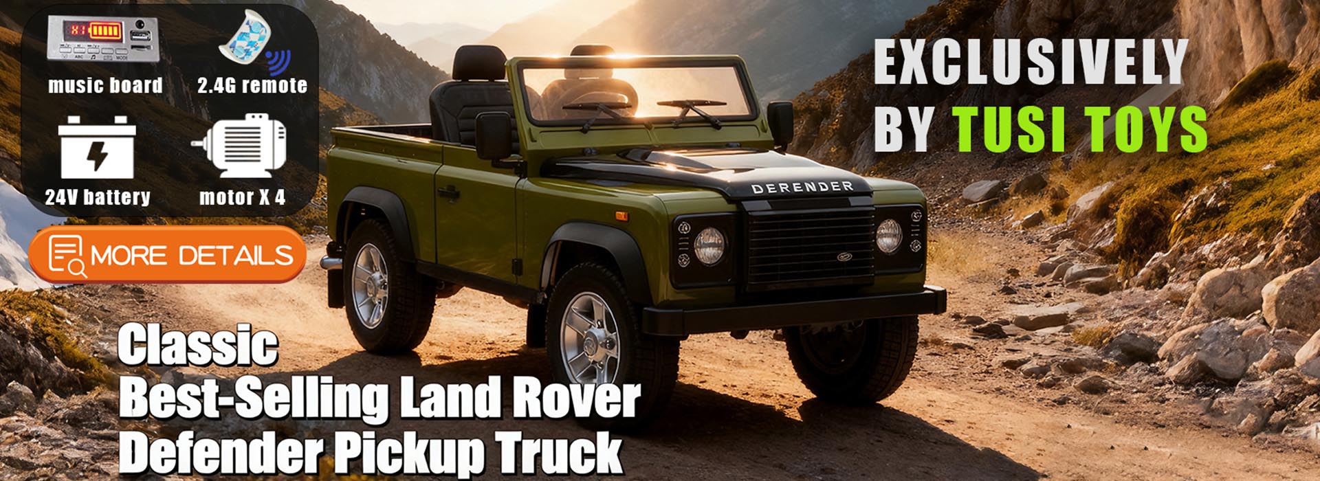 Klassisk bedst sælgende Land Rover Defender pickup