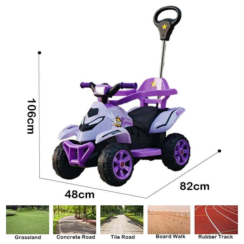 6V Kids Electric ATV with Push Handle, Lights & Music
