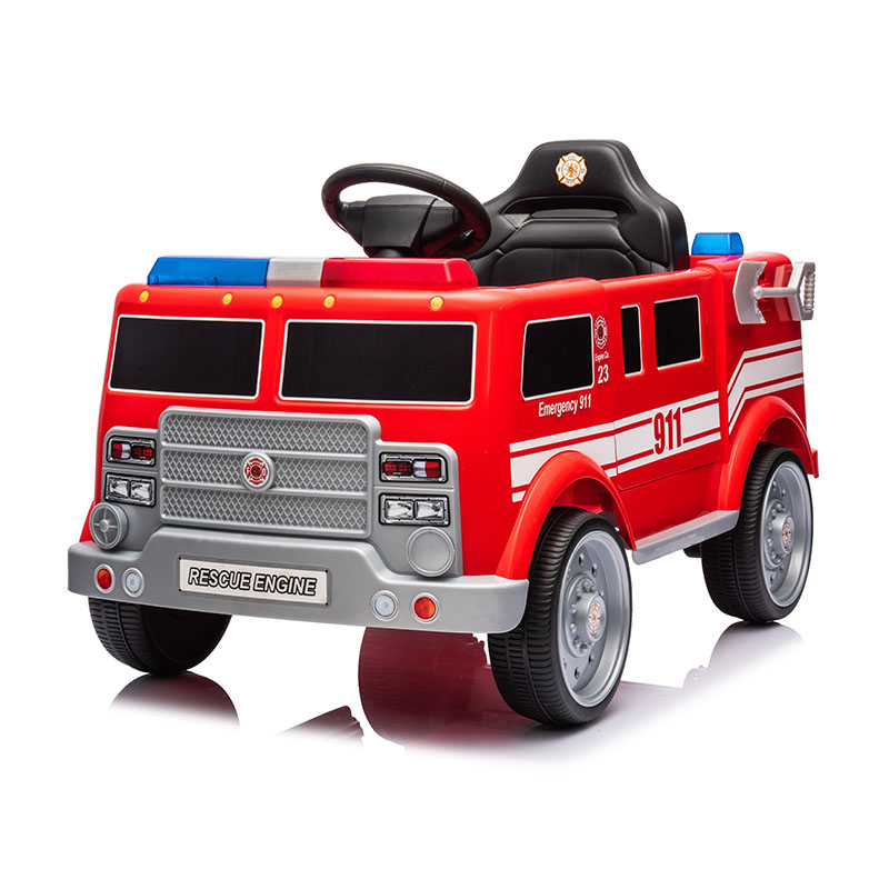 12V Electric Fire Engine for Kids with Front and rear polce lights